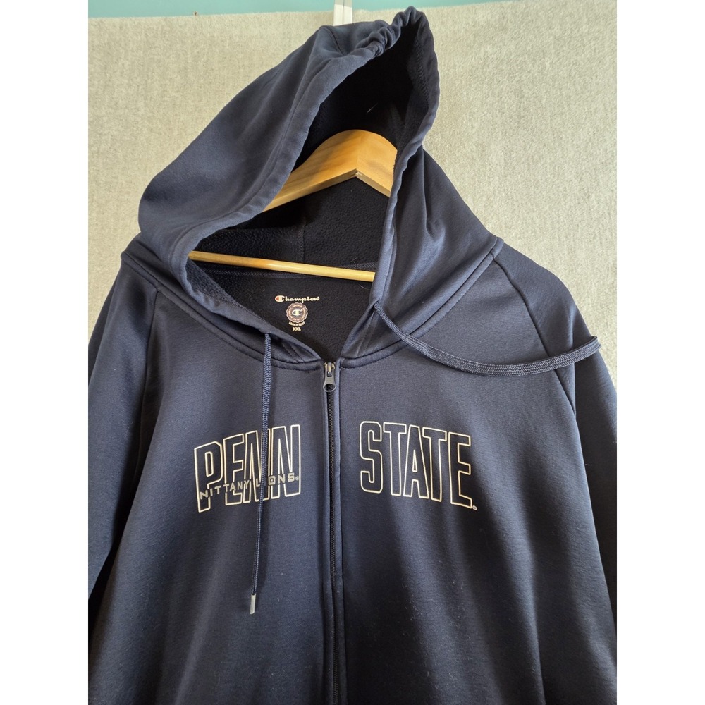 Champion Brand Womens XL PENN STATE Nittany Lions Hoodie Full Zip Navy Blue Y2K